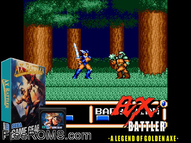 Ax Battler - A Legend of Golden Axe V2.4 Jap Game Gear game showing 3D box cover and gameplay screenshot